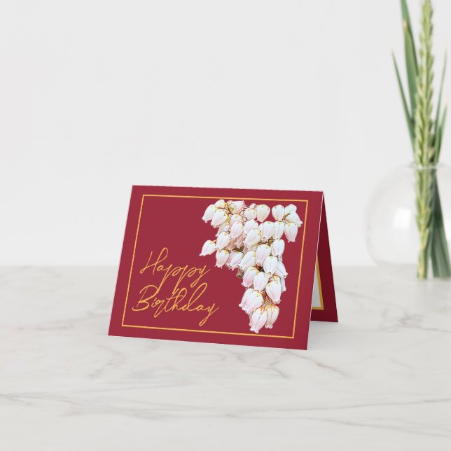 Beautiful White Pieris Blume Chic Happy Birthday Karte (Vorderseite)