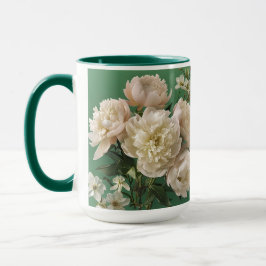 Beautiful White & Pink Peonies Name Monogram Tasse