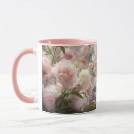 Beautiful White & Pink Peonies Watercolor Painting Tasse