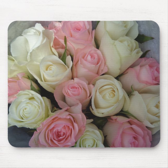 Beautiful White Roses Blume Bouquet Mousepad (Vorne)