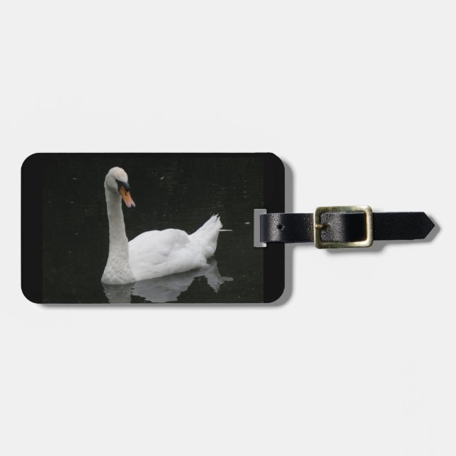Beautiful White Swan Custom Luggage Tag Gepäckanhänger (Vorderseite horizontal)