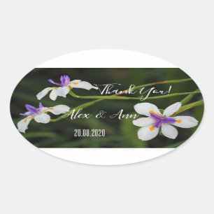 Beautiful Wild Iris Blume Gastgeschenk Hochzeit St Ovaler Aufkleber