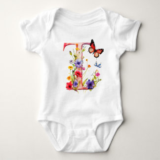 Beautiful Wildflower Butterfly Monogram Baby Strampler