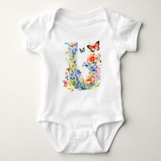 Beautiful Wildflower Butterfly Monogram Baby Strampler