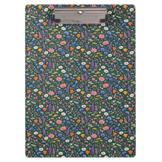 Beautiful Wildflower Garden on Dark Teal Klemmbrett