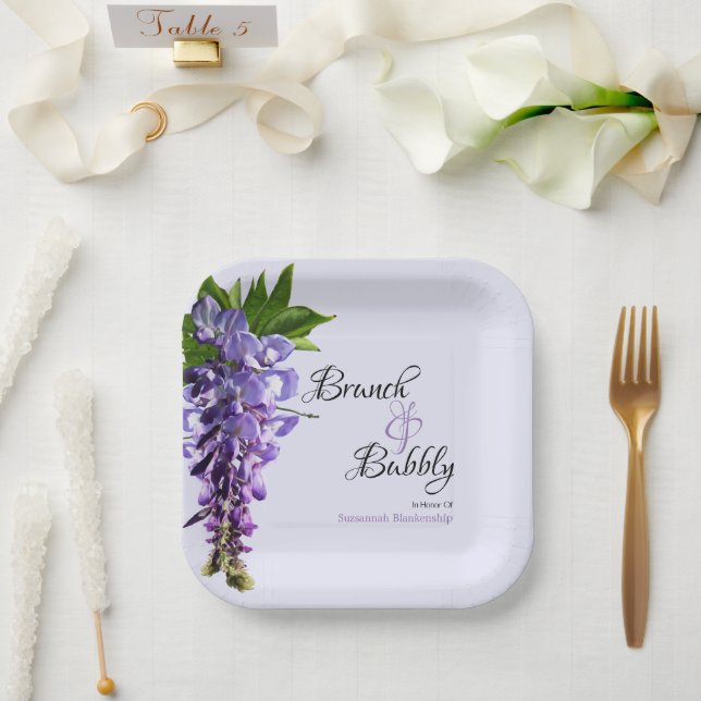 Beautiful Wisteria Brunch Bubbly Brautparty Pappteller (Hochzeit)