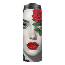 Beautiful Woman with Red Rose