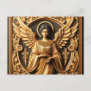 Beautiful Woodworked Angel Postkarte