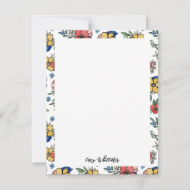 Beautiful Yellow Coral Blue Floral Name In Script Mitteilungskarte