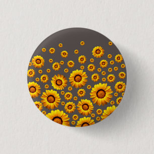 Beautiful yellow flowers on gray background button