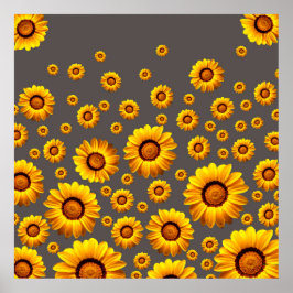 Beautiful yellow flowers on gray background poster