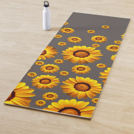 Beautiful yellow flowers on gray background yogamatte