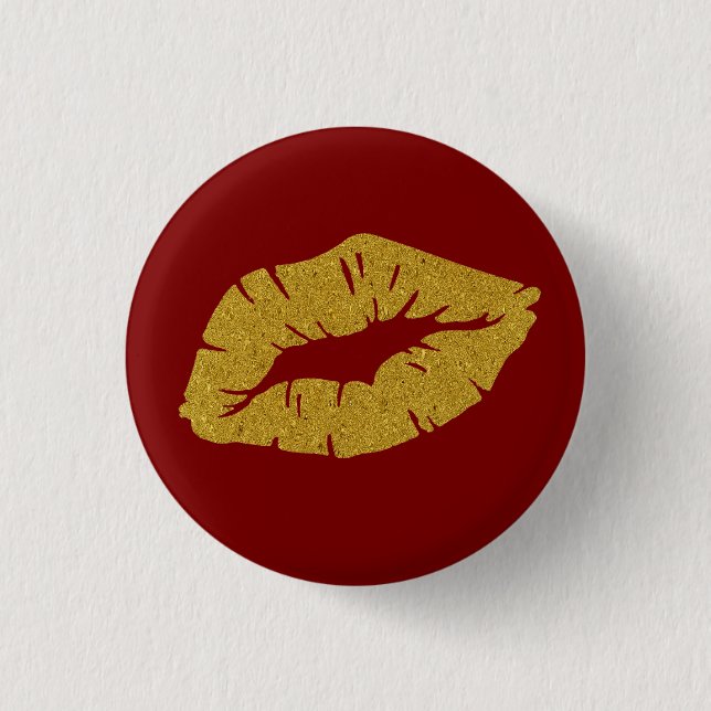 Beautiful Yellow Lipstick Kiss Isolated Button (Vorderseite)