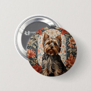 Beautiful Yorkie Yorkshire Terrier Portrait Button