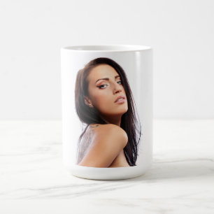 Beautiful Young Woman Coffee Tasse