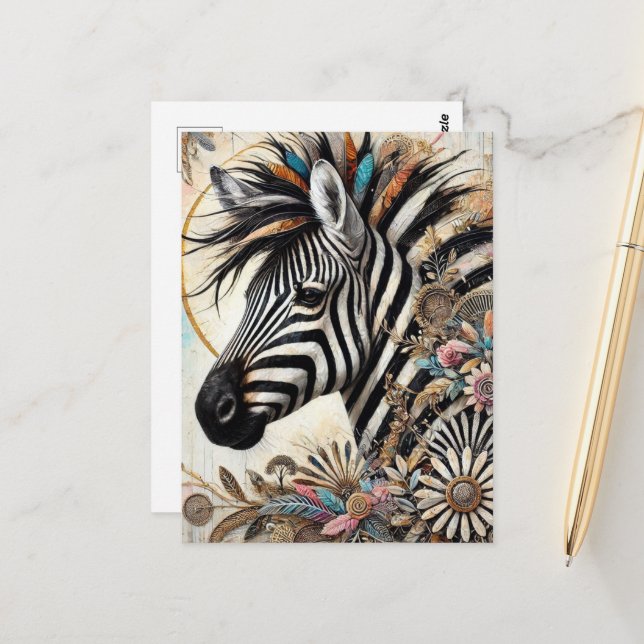 Beautiful Zebra Postkarte (Vorderseite/Rückseite Beispiel)