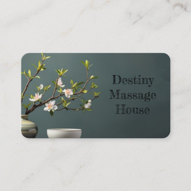 Beautiful Zen Yoga Massage with floral background Visitenkarte (Vorderseite)