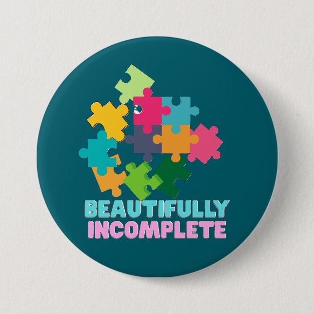 Beautifully Incomplete Colorful Puzzle Piece Button (Vorderseite)