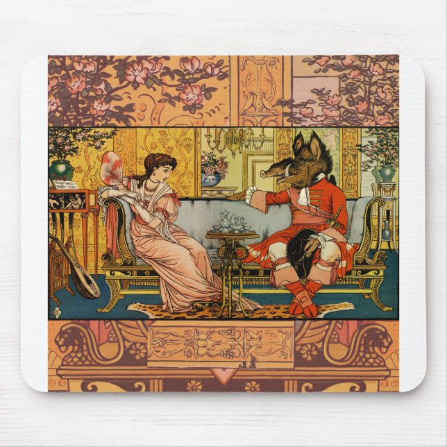 Beauty Beast Classic Art Illustration Mousepad (Vorne)