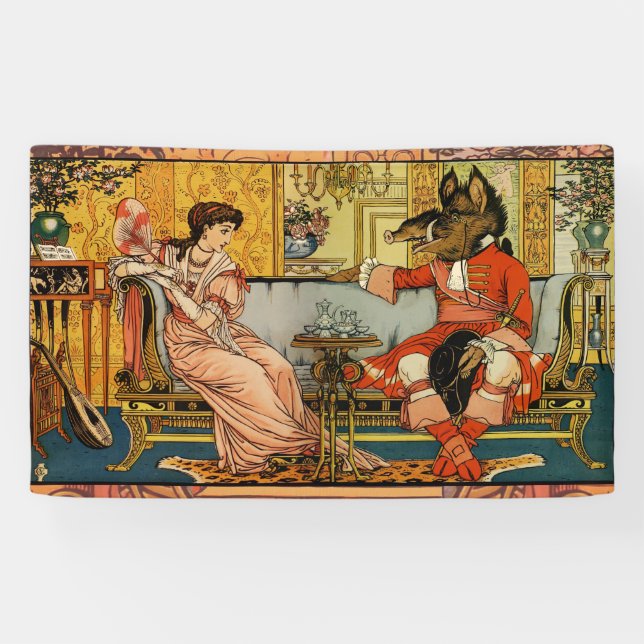 Beauty Beast Classic Fairy Tale Zeichen Banner (Horizontal)