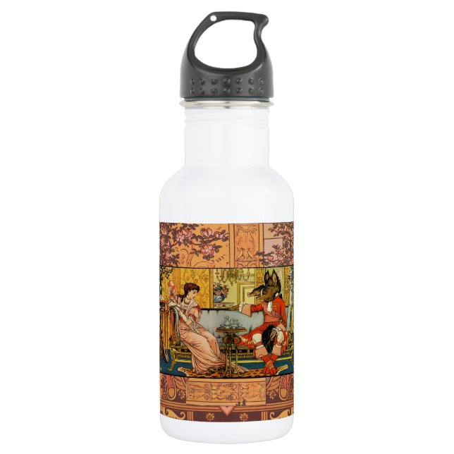 Beauty Beast Classic Fairy Tale Zeichen Edelstahlflasche (Vorderseite)