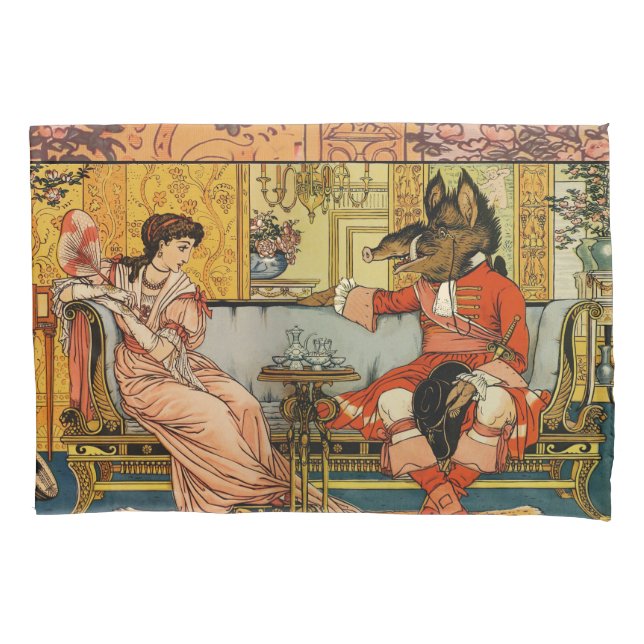 Beauty Beast Classic Fairy Tale Zeichen Kissenbezug (Vorderseite)