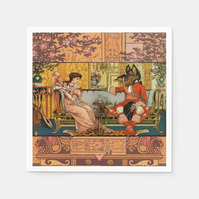 Beauty Beast Classic Fairy Tale Zeichen Serviette (Vorderseite)