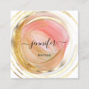 Beauty Bio Shop QR Code Logo Rose Gold Paint Quadratische Visitenkarte