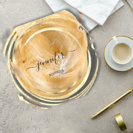Beauty Bio Shop QR Logo White Gold Paint Quadratische Visitenkarte
