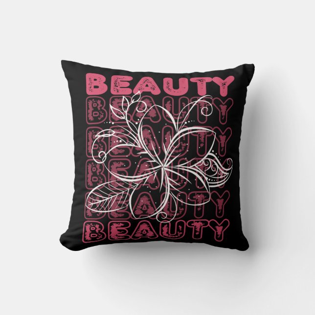 Beauty Blume Line Art Typografie Kissen (Vorderseite)