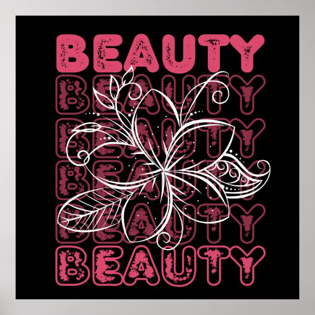 Beauty Blume Line Art Typografie Poster (Vorne)