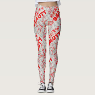 Beauty Blume Line Art Typografy Design Leggings