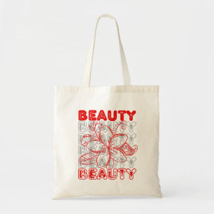 Beauty Blume Line Art Typografy Design Tragetasche