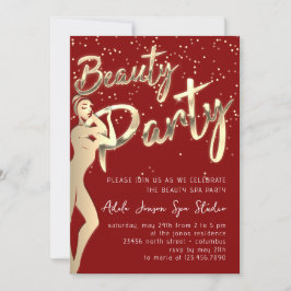 Beauty Body Party Sofortdownloaden Gold Burgund Einladung