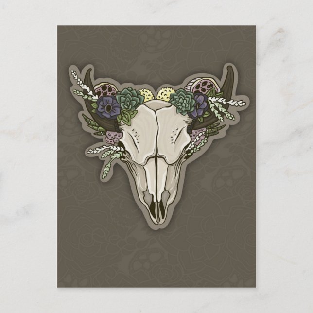 Beauty Boho Scull Postkarte (Vorderseite)