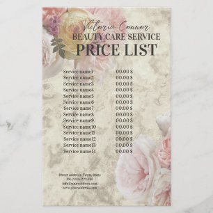 Beauty Boutique Cream Blume Elegant Preisliste Flyer