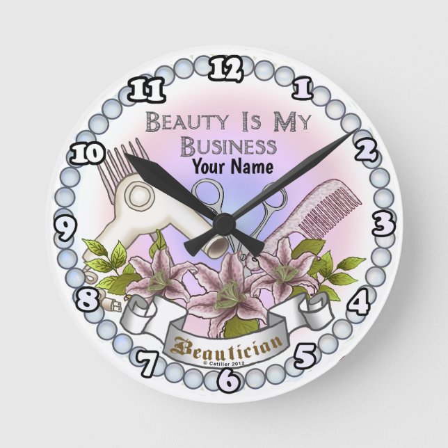 Beauty Business Beautician Runde Wanduhr (Vorderseite)
