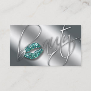 Beauty Business Card Aquamariner Sparklopfen Silve Visitenkarte