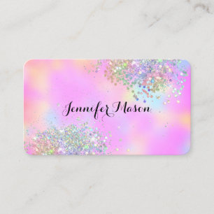 Beauty Business Elegantes Holografisches Glitter R Visitenkarte