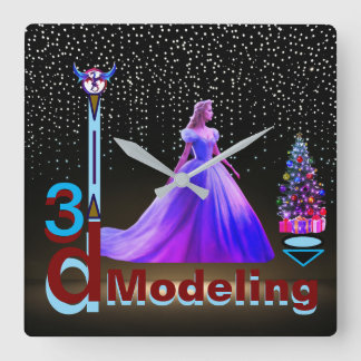 Beauty Cinderella 3D Modellierung - Quadratische Wanduhr