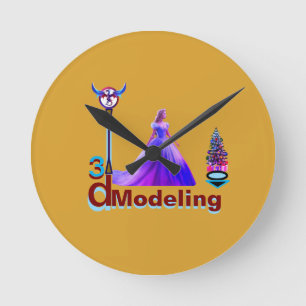 Beauty Cinderella 3D Modellierung - Runde Wanduhr