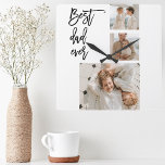 Beauty Collage Foto Bester Vater je Geschenk Quadratische Wanduhr<br><div class="desc">Beauty Collage Foto Best Vater Ever Geschenk ist ein personalisiertes Geschenk, das Schönheit und sentimental Wert zu schaffen, ein bedeutendes Geschenk für Ihren Vater. Das Geschenk ist eine Collage von sorgfältig ausgewählten Fotos von Ihnen und Ihrem Vater, die in einer schönen und künstlerischen Art und Weise angeordnet sind. Die Fotos...</div>