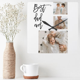 Beauty Collage Foto Bester Vater je Geschenk Quadratische Wanduhr