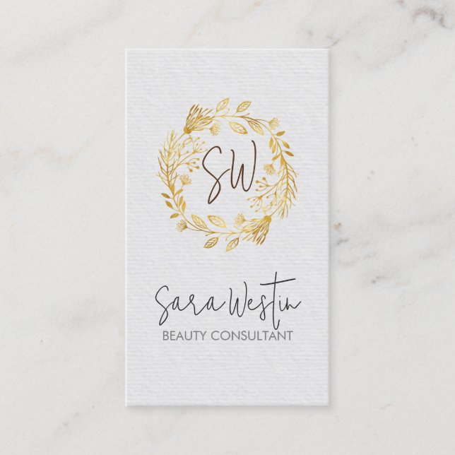 Beauty Consultant Beautician Blume Monogram Visitenkarte (Vorderseite)