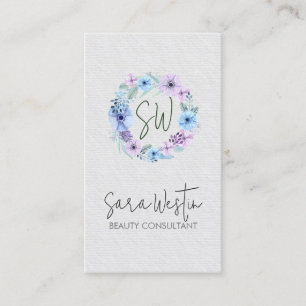 Beauty Consultant Beautician Blume Monogram Visitenkarte
