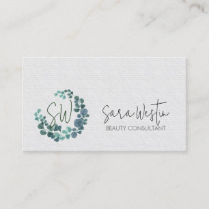 Beauty Consultant Beautician Blume Monogram Visitenkarte