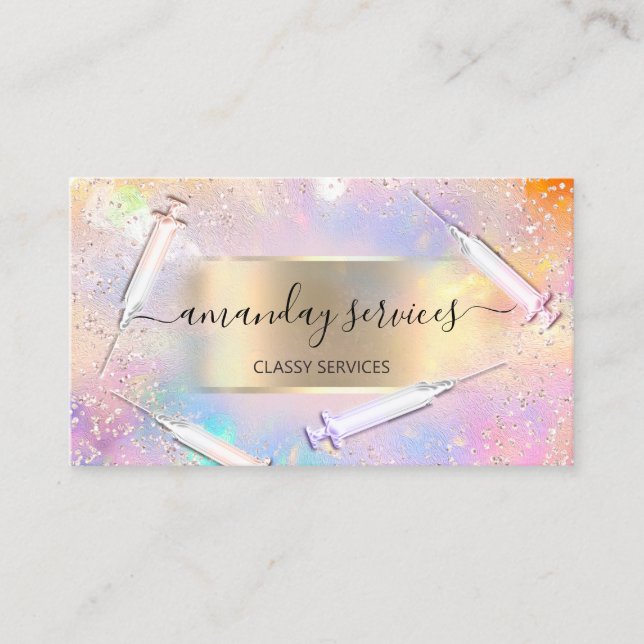 Beauty Cosmetologist Spritze Botox B12 QR Code Visitenkarte (Vorderseite)