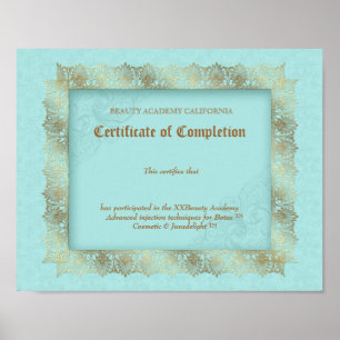 Beauty Diploma Abschlusszeugnis Blue Gold Poster
