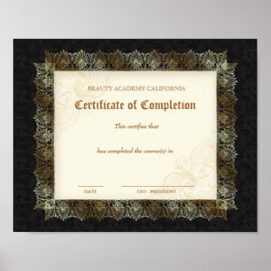 Beauty Diploma Abschlusszeugnis Schwarz Poster