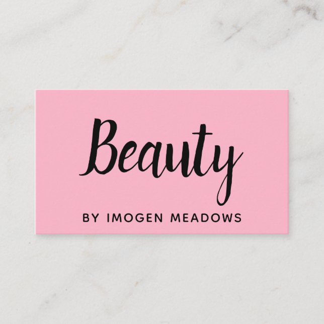 Beauty Esthetician Script Kalligrafie Pink Visitenkarte (Vorderseite)